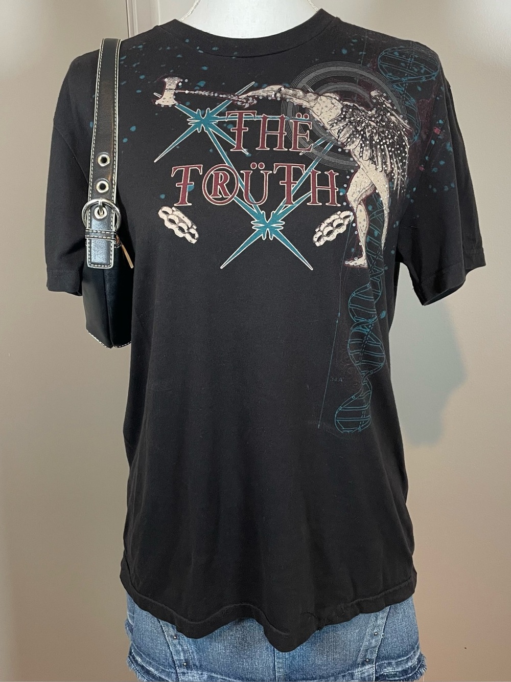 Xzavier The battle for the truth Angels Embellished Medium Grunge Gothic T-shirt